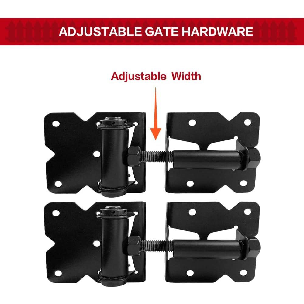 Usumairu Self Closing Gate Hinges- Heavy Duty Gate Hinges for Wooden Vinyl PVC Fence,90 Degree Adjustable Hinges Outdoor,Gate Hardware K