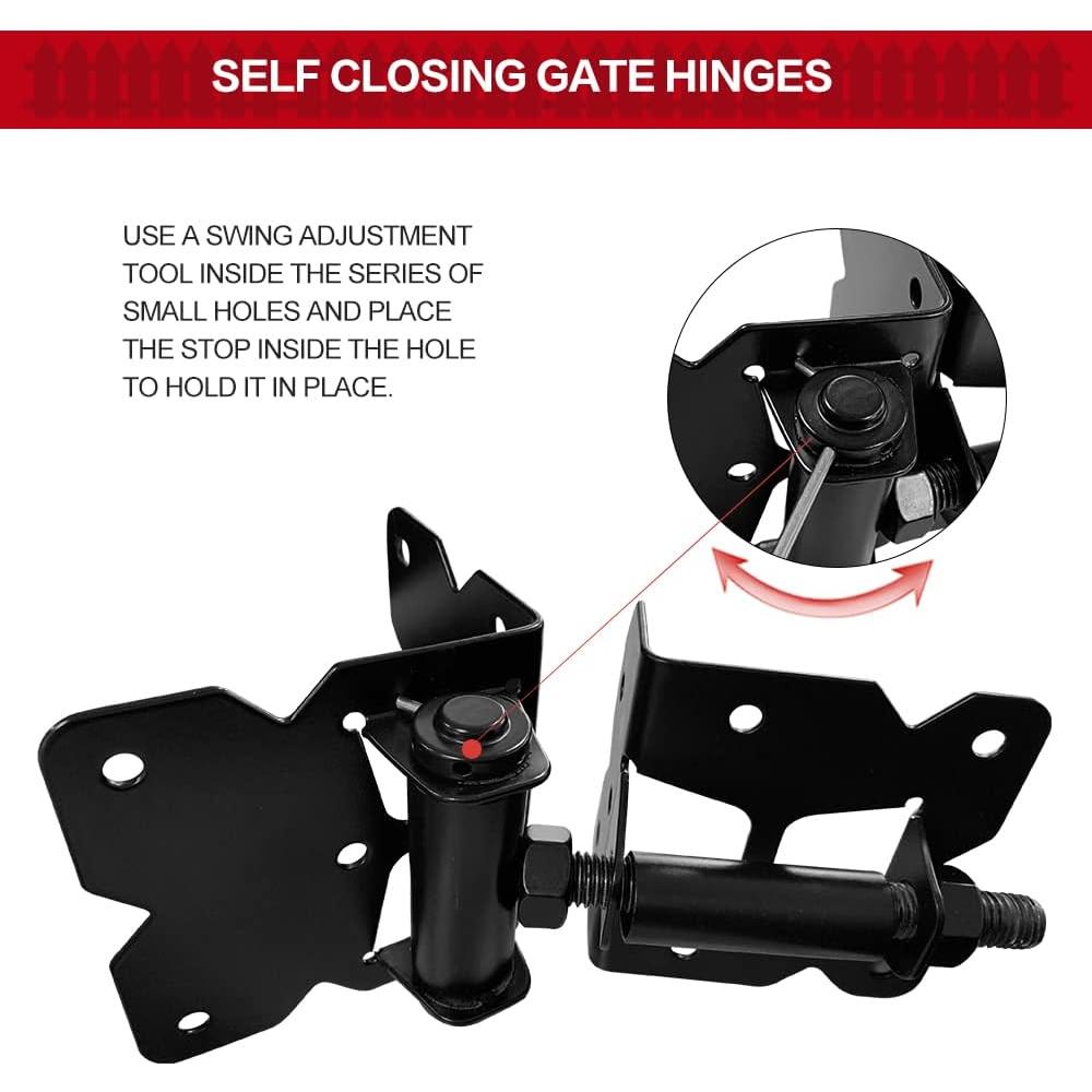 Usumairu Self Closing Gate Hinges- Heavy Duty Gate Hinges for Wooden Vinyl PVC Fence,90 Degree Adjustable Hinges Outdoor,Gate Hardware K