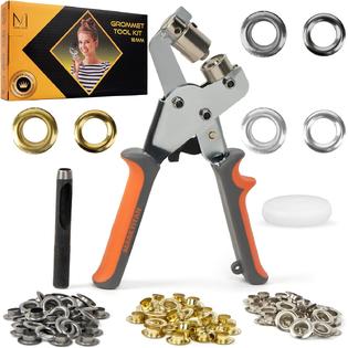 MARKYITAN 3/8 Inch (10mm) Professional Grommet Tool Kit - Including 1 x  Grommet Press Plier, 90 x Grommets (Silver Gold Chrome), 1 x Hole
