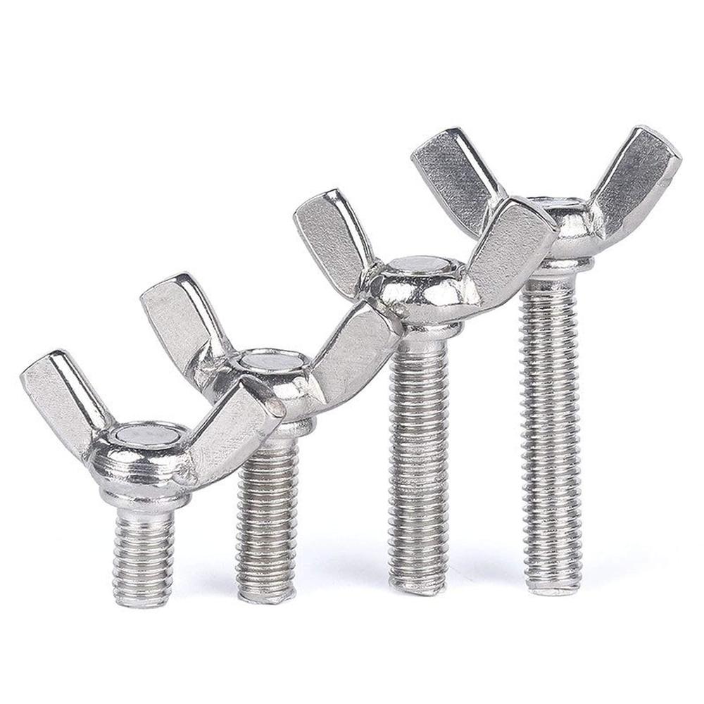 Generic 10 Pcs M4 304 Stainless Steel Wing Butterfly Screws Bolts Wing Bolt Machine Fastener Thumb Hand Screws (M4-0.7 x 8mm)