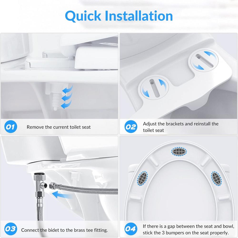 Uncahome Bidet Attachment for Toilet,Bidet Toilet Seat Attachment with Non-Electric Dual Nozzle(Self Cleaning Feminine/Posterior Wash),A