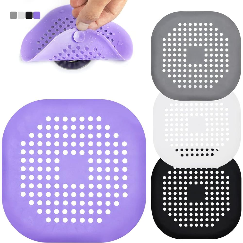 XL Magnet Hair Catcher Durable Silicone Square Shower Drain Hair Stopper Covers Easy to Install and Clean Suit for Bathroom Bathtub and K