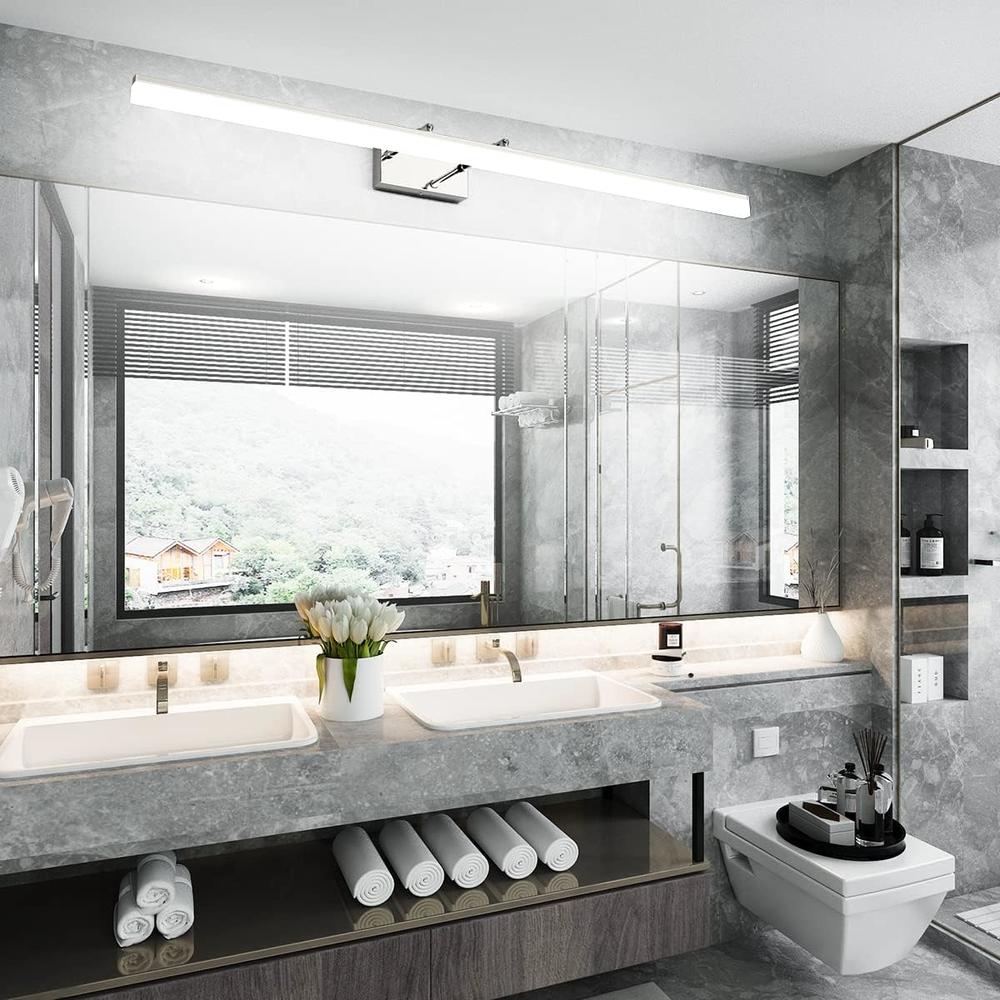 Aipsun 48 inch LED Vanity Lights Adjustable Bathroom Vanity Light Fixtures Bathroom Lighting Fixture Over Mirror Chrome Modern Vanity