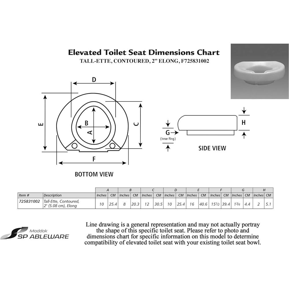 Generic Maddak Tall-Ette 6-Inch Standard Elevated Toilet Seat (25861000)