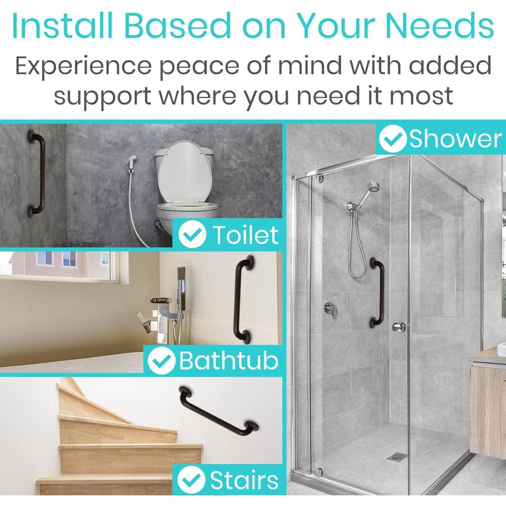 Vive Grab Bar for Bathtubs and Showers - Handicap Bathroom Safety Rail for Elderly - Wall Senior Handle for Tub, Toilet, Bath - Disa