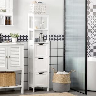 kleankin Narrow Bathroom Cabinet with 3 Drawers and 2 Tier Shelf