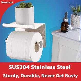 Generic Adhesive Toilet Paper Holder with Shelf Wall Mounted, SUS304  Stainless Steel Toilet Paper Roll Holder