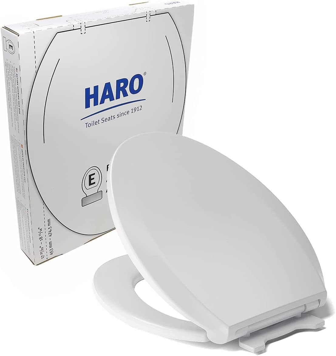 Haro | ELONGATED Toilet Seat | Slow-Close-Seat | Heavy-Duty up to 550 lbs, Quick-Release