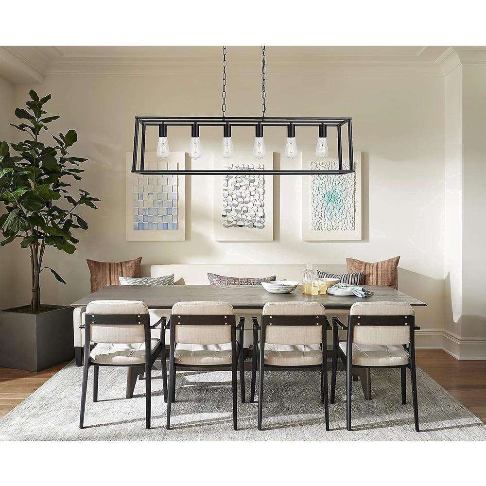 LWMOO Industrial Kitchen Island Light,6-Light Black Dining ...