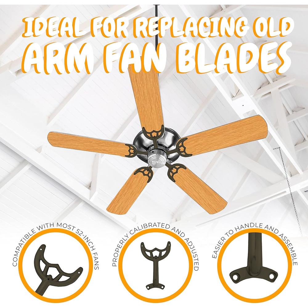 OhLectric Ceiling Replacement Fan Blade Arms - Perfect for Fitting With 52 Inch Fan Blades - Easy Installation - Mounting Instr