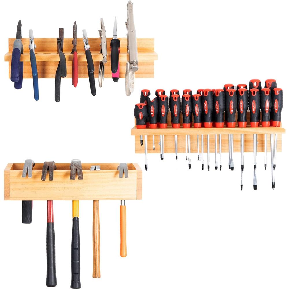 Iron Forge Tools Screwdriver Organizer, Hammer Holder and Pliers Rack - Wall Mount Workshop Hand Tool Organizers and Storage
