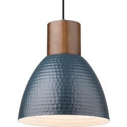 ELYONA Modern Pendant Light for Kitchen Island, Wood Bar Hanging Lamp with 10.2" Hammered Metal Shade, Adjustable Height, Industr