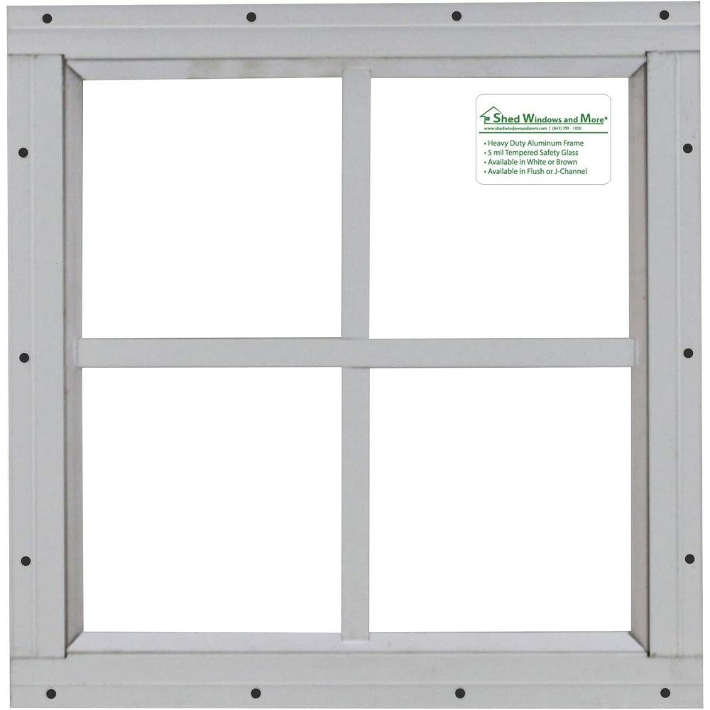 Shed WIndows and More Shed Windows 12" x 12" White Flush Mount Safety Glass