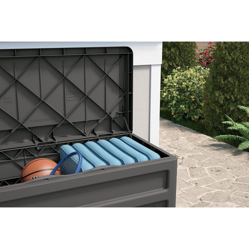 Suncast 73 Gallon Indoor/Outdoor Medium Deck Storage Box, Stoney