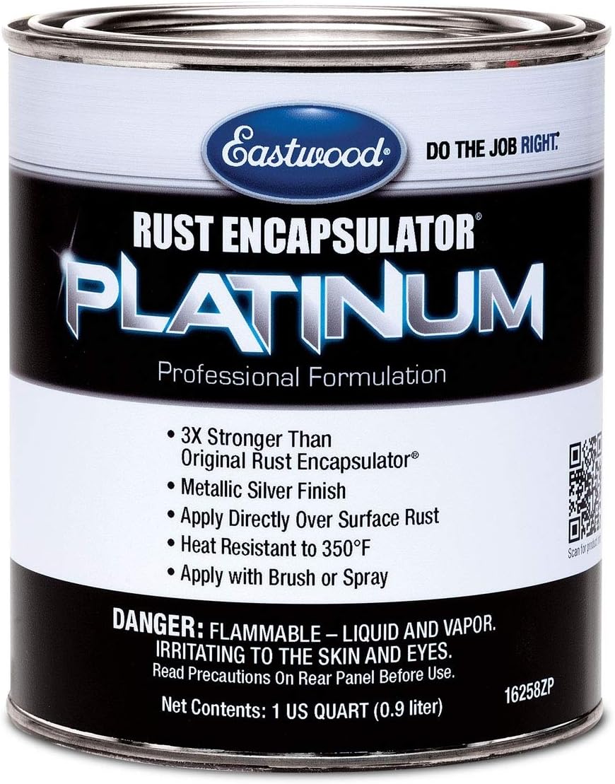 EASTWOOD Rust Encapsulator Platinum Quart | UV Resistant Aluminum Finish Rust Preventive Coating | Easy Apply High-Tech Formula Automoti