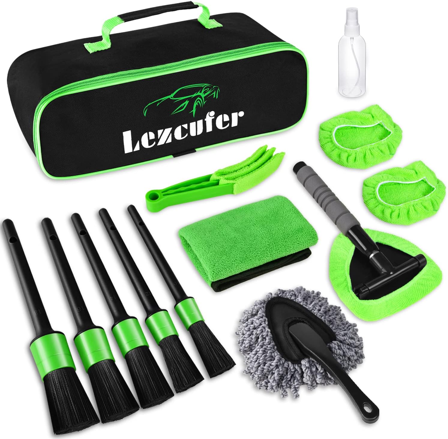 Lezcufer Car Interior Detailing Kit with Windshield Cleaning Tool, Car Detailing Brush Kit,Car Duster Interior Kit,Car Interior Cleaning