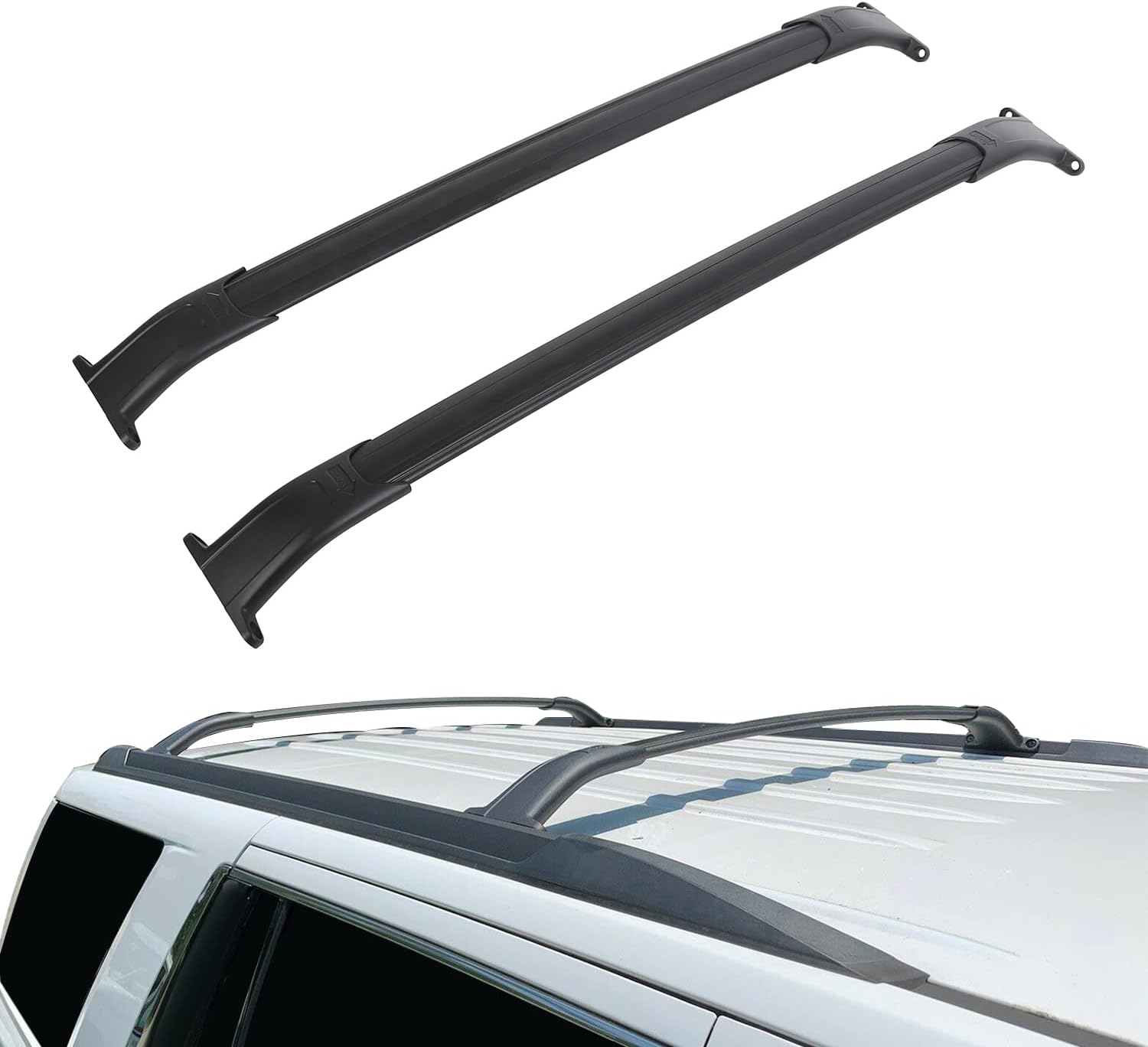 ECOTRIC Roof Rack Cross Bars Compatible with 2015-2020 Chevy Tahoe Suburban Escalade GMC Yukon Luggage Cargo Ladder Crossbars Bike Load