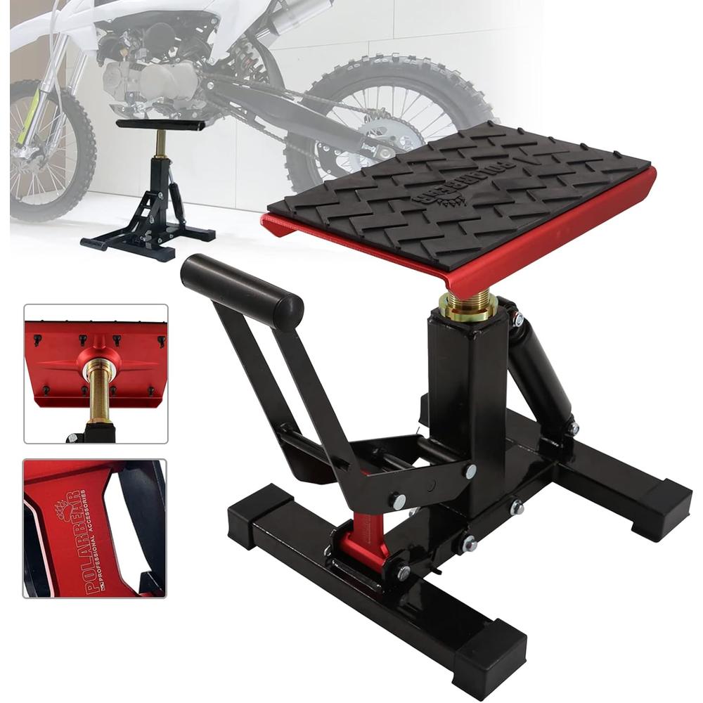 PolarBear Dirt Bike Stand Quick Jack Hydraulic Stand Motorcycle Low Profile Jack Portable Aluminum 1000Lbs Capacity for Pit Bike Cleaning