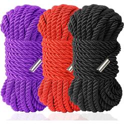 BAVIHOR Soft Braided Twisted Silk Rope -  Durable Smooth Soft Rope Skin Multipurpose Long Satin Rope, 32 Feet 8MM (3 cloors)