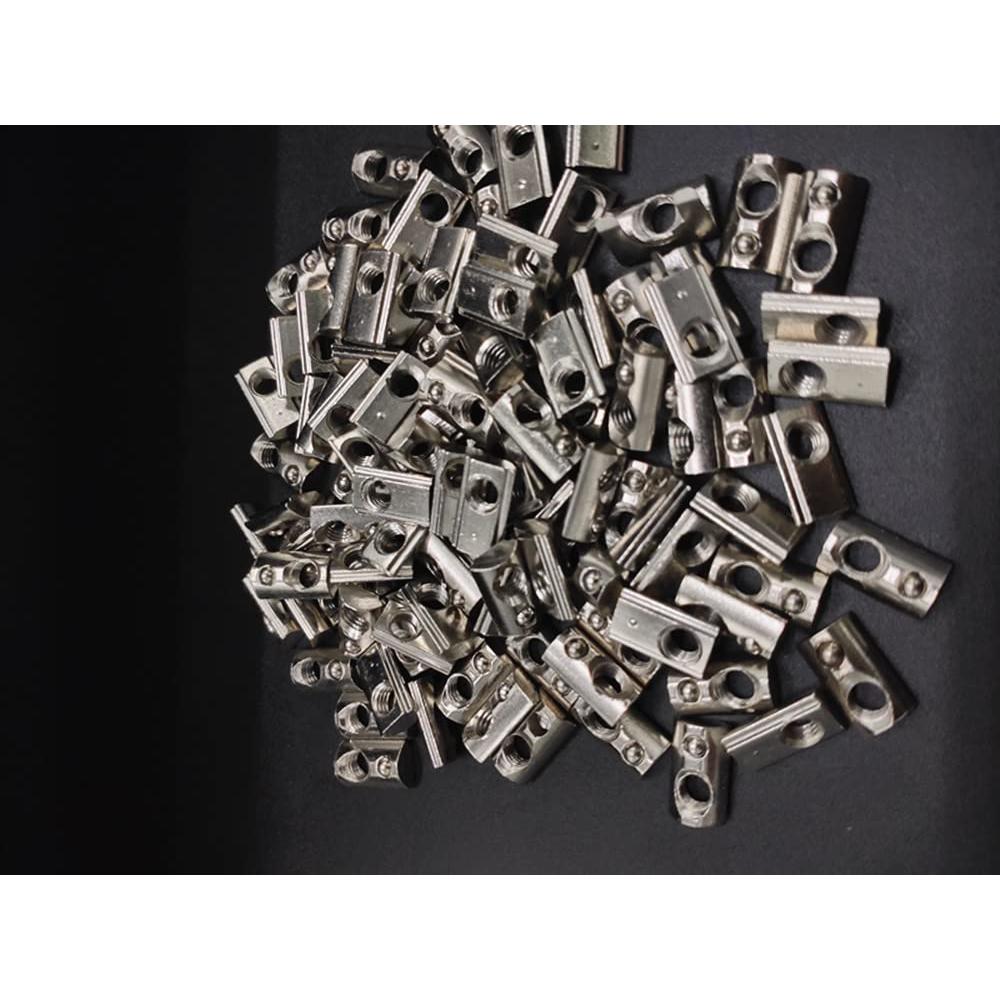 Generic 100pcs M5 2020 2040 2060 Roll in Spring Loaded T Nut for 20x20 20 Series Aluminum Extrusions 6mm Slot Aluminum Profile Accessor