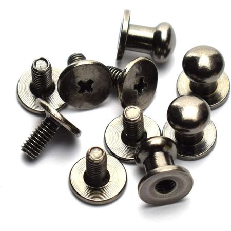 Briliant Shop Head Button, 30 Pack Round Head Button Stud 6x8x8mm Screw  Back Spots Nail Rivet for DIY Leather Rivet (Gun Metal/Black, 8x6 mm)