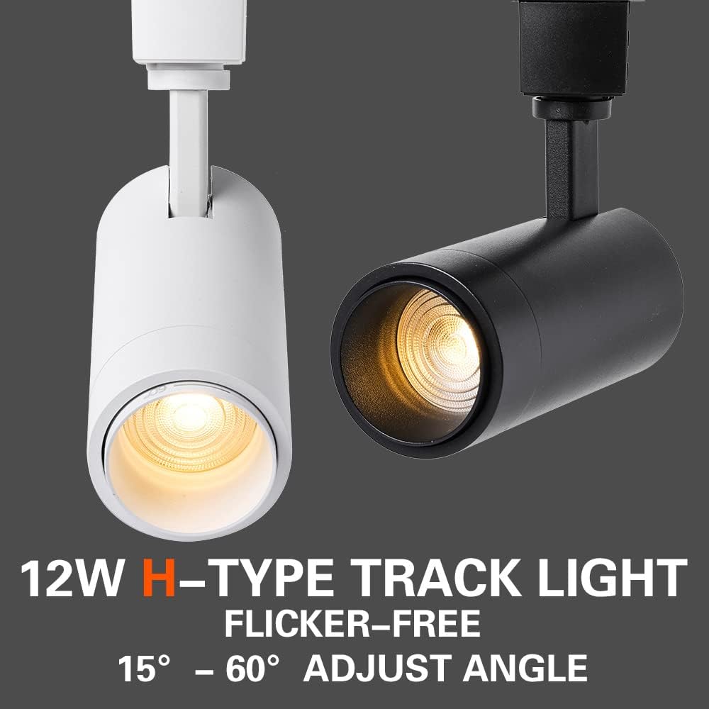 ELEGLO 12W LED Track Light Heads,Focusing H Type LED Track Lighting Fixtures for Accent Retail Artwork, Linear Track Light H Type 4000