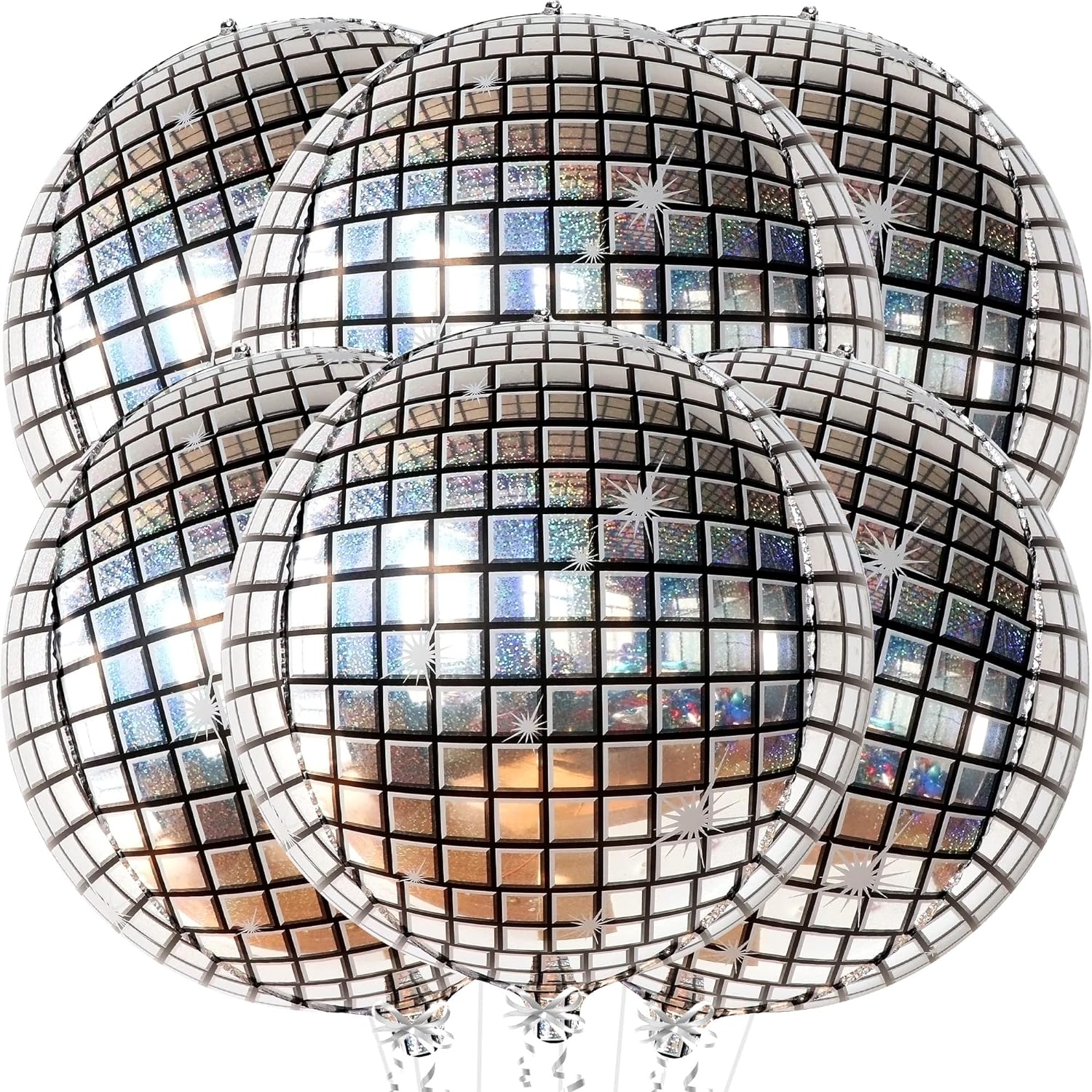 16 years and up Big, 22 Inch Disco Ball Balloons - Pack of 6
