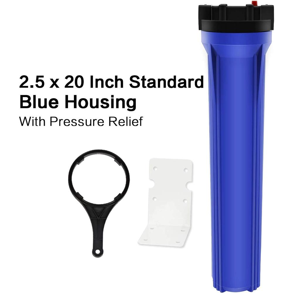 Geekpure 20-Inch Blue Filter Housing for 2.5" x 20" Whole House Water Filtration System - 3/4"NPT Plastic Port