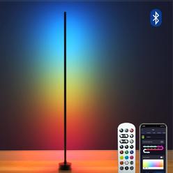 Bricuba RGBICW Corner Floor Lamp,Color Changing LED Floor Light with Remote and APP Control via Bluetooth, Music Sync