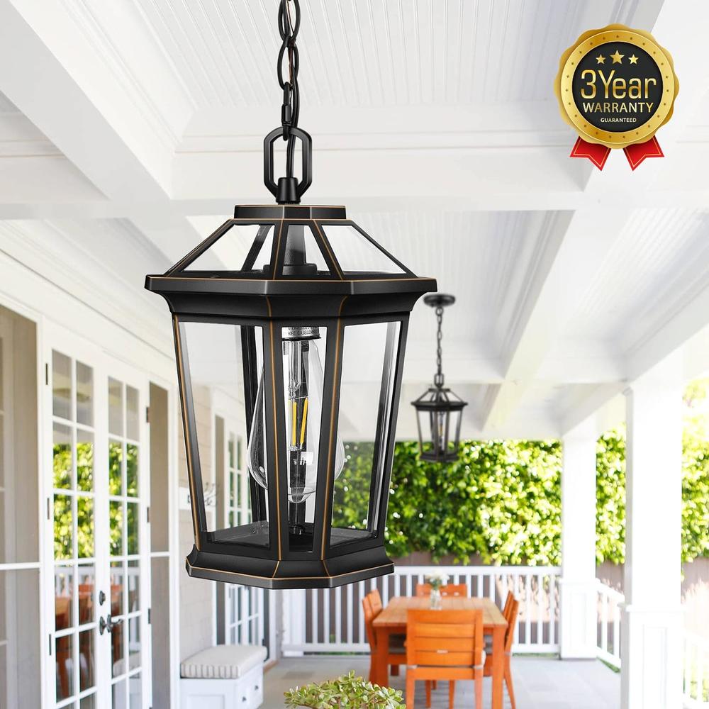 VIANIS Outdoor Pendant Light Fixtures for Front Porch, Exterior Ceiling Hanging Lanterns , Anti-Rust Waterproof Farmhouse Outdoor Chan