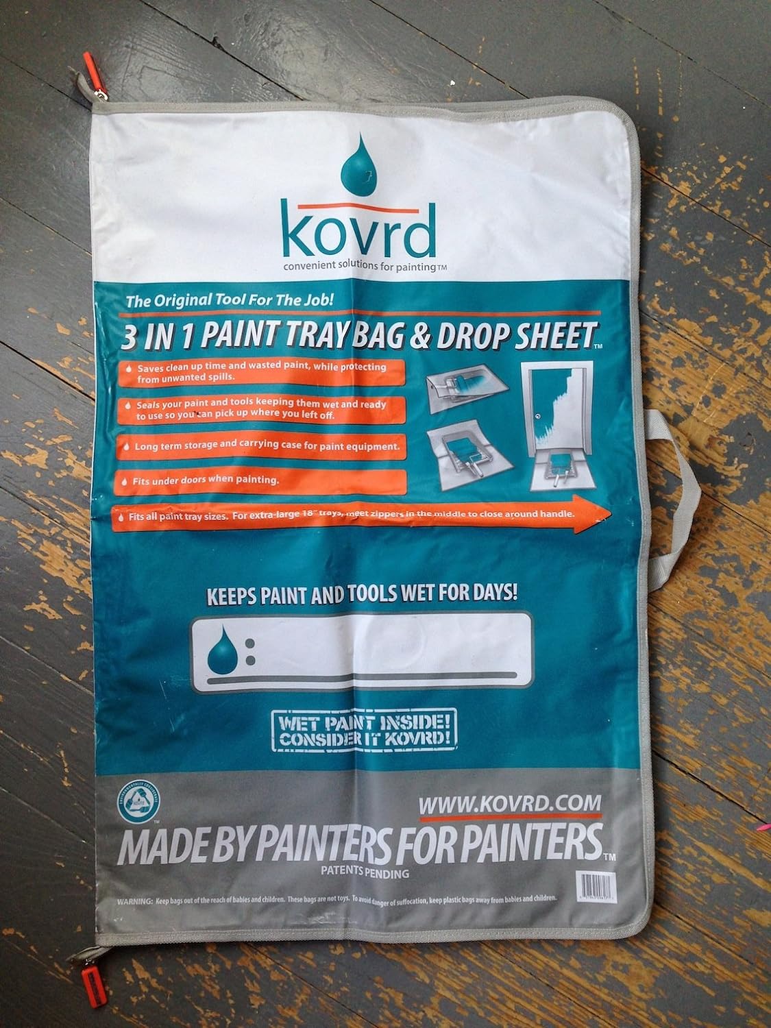 Kirby Kovrd Paint Tray Storage Bag and Quick Drop, Drop Sheet, Paint Tools Storage Bag