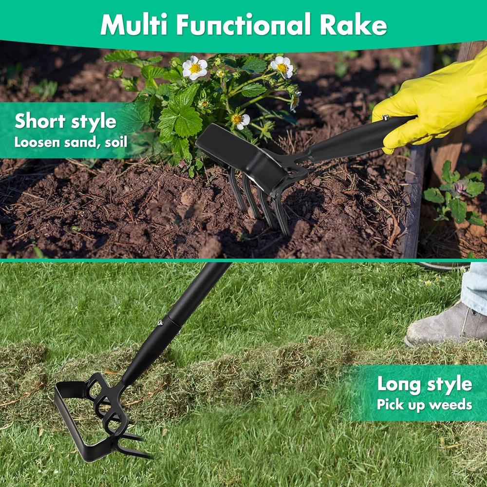 Lilyvane Stirrup Hoe and Cultivator for Weeding, 2 in 1 Heavy Duty Action Hoe with 63 Inch Adjustable Handle Scuffle Garden Hula Hoe wit