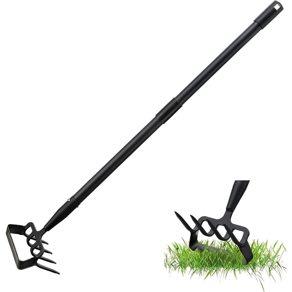 Lilyvane Stirrup Hoe and Cultivator for Weeding, 2 in 1 Heavy Duty Action Hoe with 63 Inch Adjustable Handle Scuffle Garden Hula Hoe wit