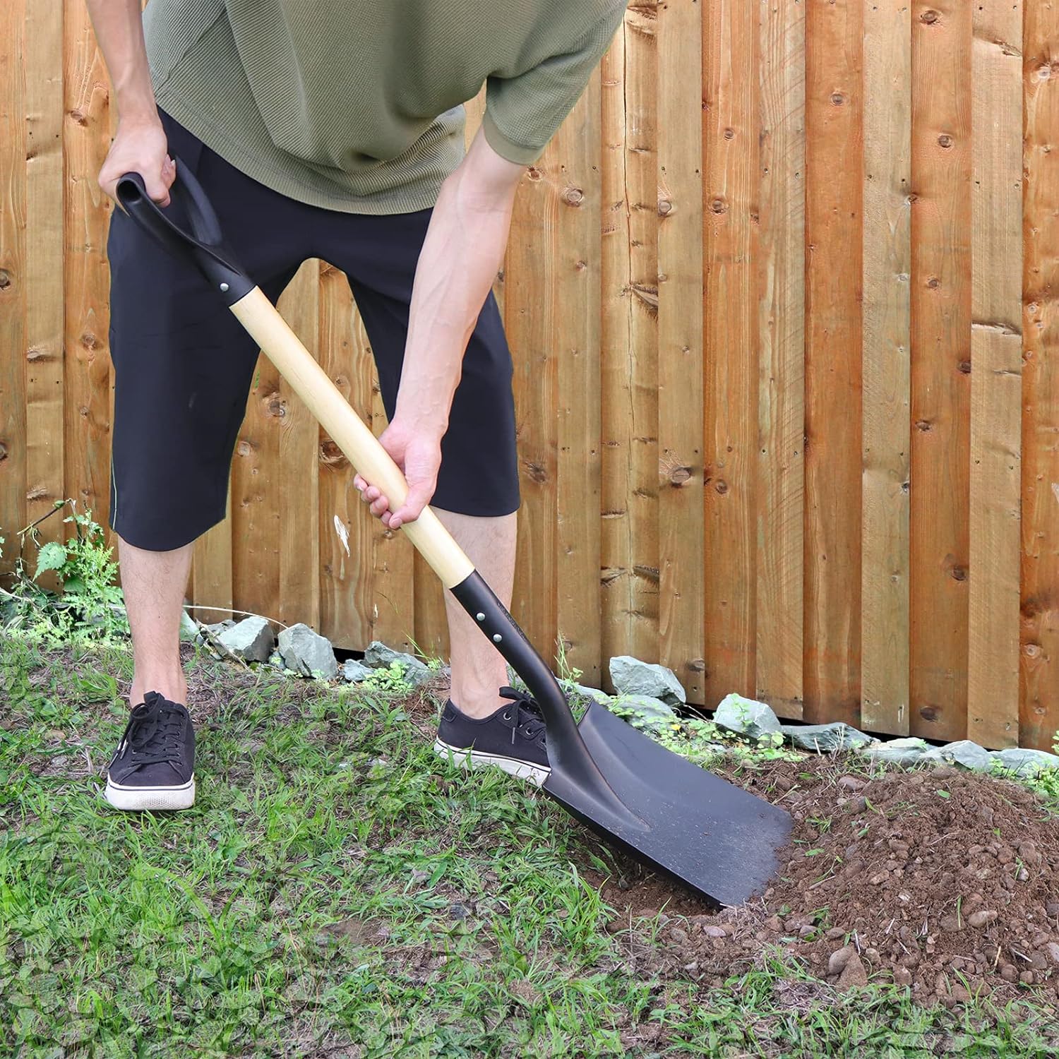 N\C Square Shovel, Shovels for Digging with D-Handle, Overall 41-Inch Long Garden Shovel, Transfer Shovel, Snow Shovel for Car, Gar