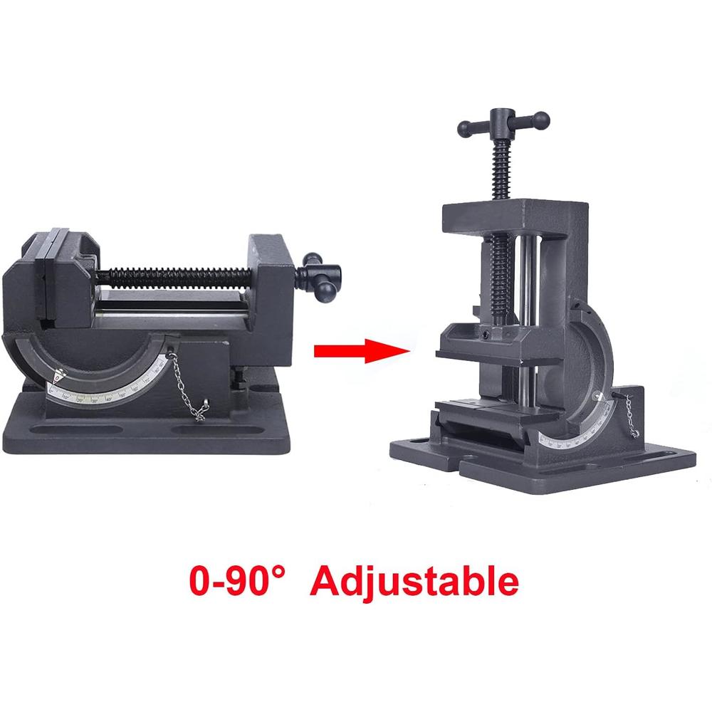 LeHom MYOYAY 4 Inch Angle Drill Press Vise Cradle Style Angle Vise Heavy Duty Industrial Strength Benchtop Tilting Angle Vise Drill C