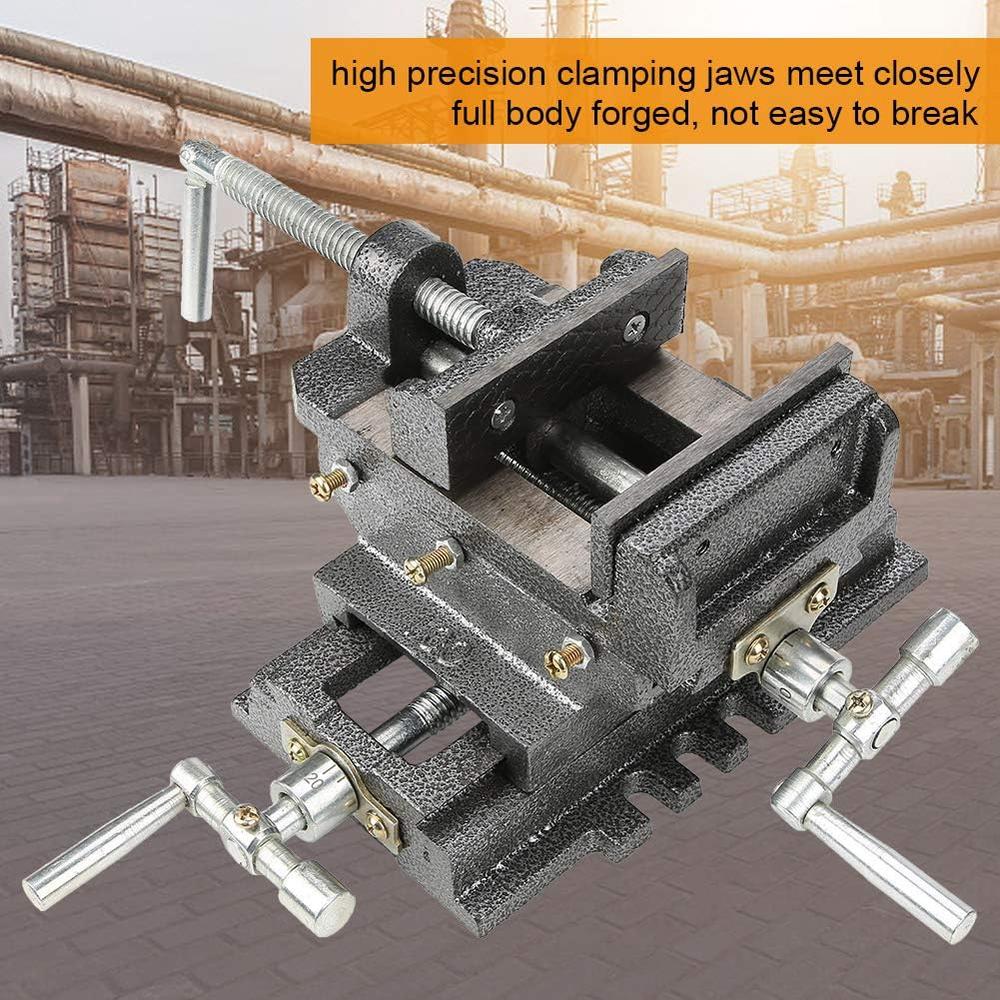Ejoyous 4" Cross Slide Drill Press Vise, Heavy Duty Cast Iron Milling Vice Holder Woodworking Clamping Vise Machine Bench Top Moun