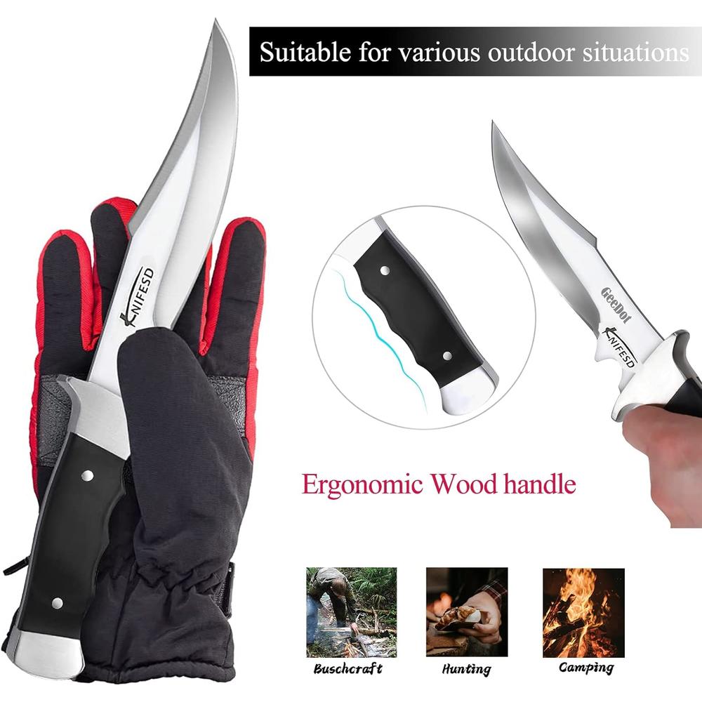 Omesio UMF Fixed Blade Knives Survival Knives Skinning Knife for Hunting Hunting Knives with Sheath Full Tang Knives, Fixed Blade Hunt