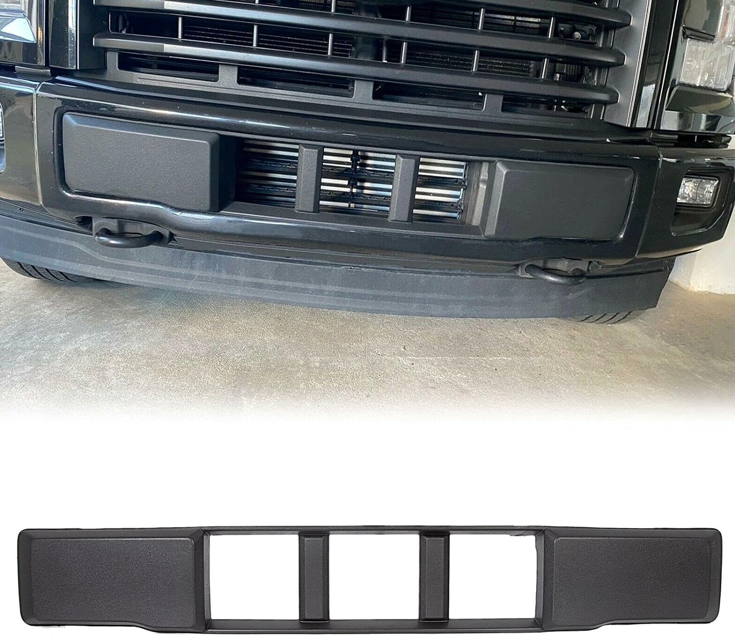 HSCHER Black Plastic Front Bumper Cover Lower Grille Trim Panel Replacement For:2015-2017 F150
