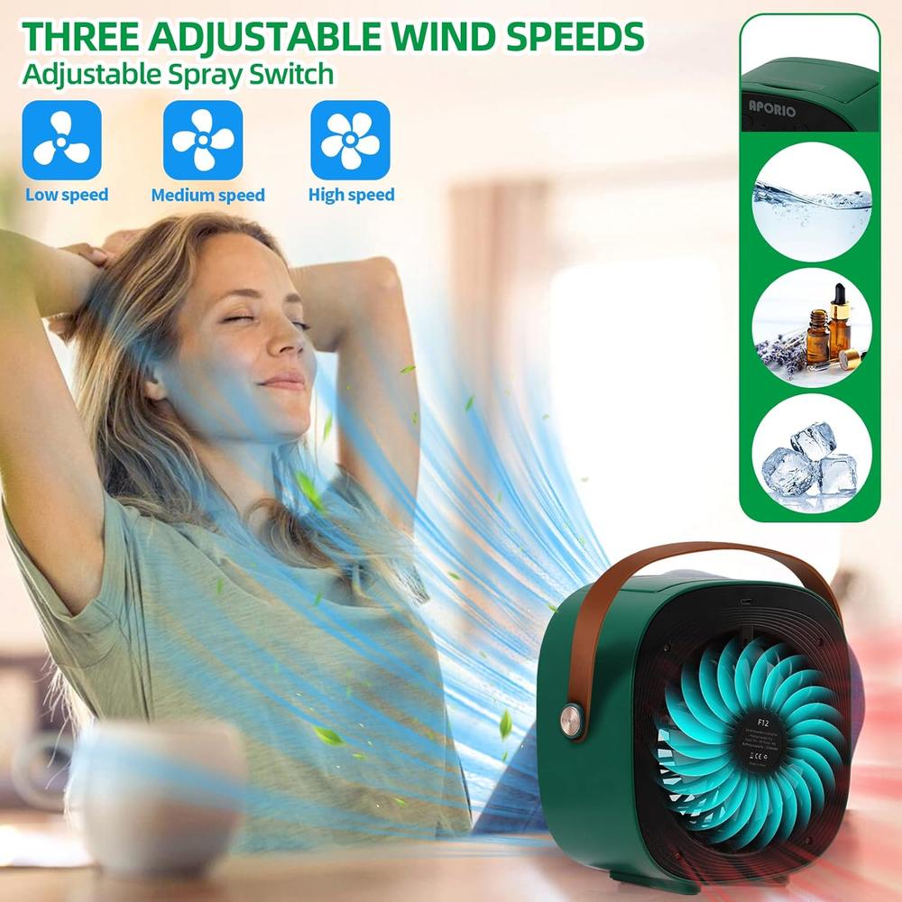 aporio Portable Air Conditioner-5200mAh Rechargeable Personal Air Cooler with 3 Speeds Duration 5-10 hrs, Quiet Mini Air Conditioner F