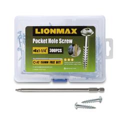 Generic LIONMAX Pocket Hole Screws 1-1/4 Inch, 300PCS #8 x 1-1/4" Pocket Screw with Square Drive, Coarse Threads, for Indoor Wood