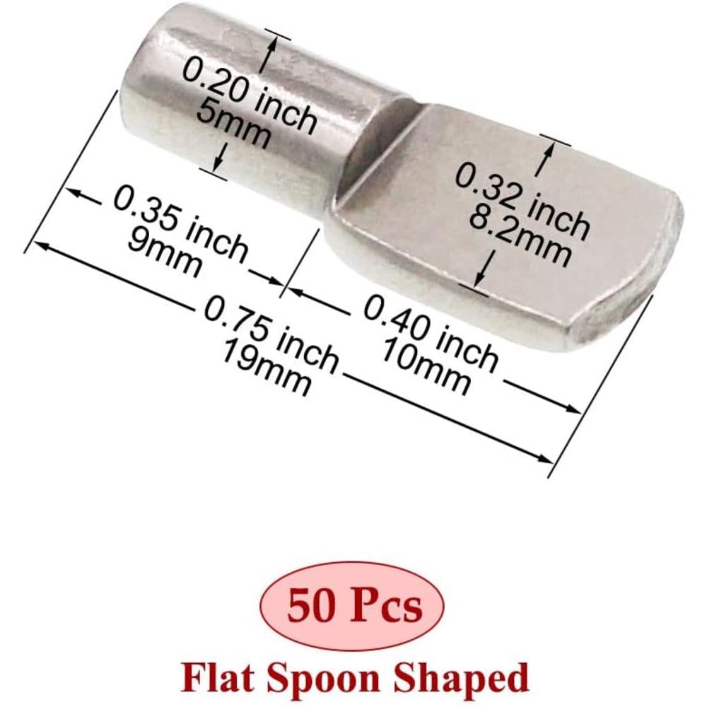 SP-S Shelf Pegs, 50 Pcs Shelf Pins, 5mm Shelf Support Pegs, Nickel Plated Cabinet Shelf Pegs Holders, Shelf Bracket Pegs for Kitchen