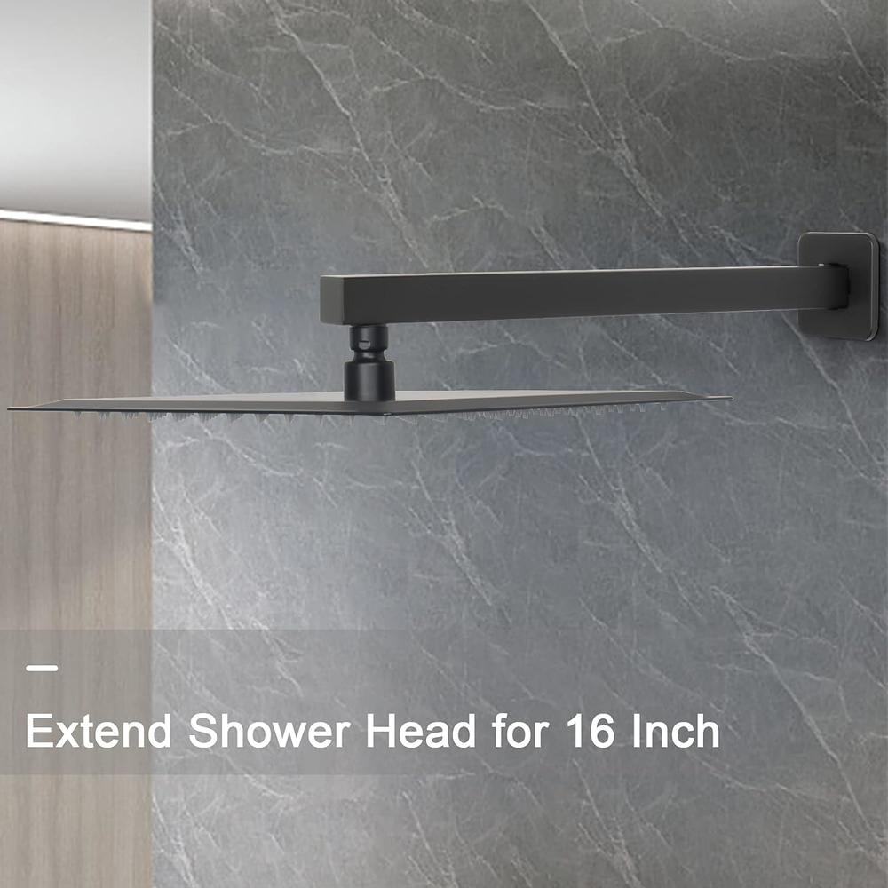 HarJue Shower Arm, Rain Shower Head Extension Extender, With Flange and Teflon Tape, Made of Thicken Stainless Steel for Bathroom Rain
