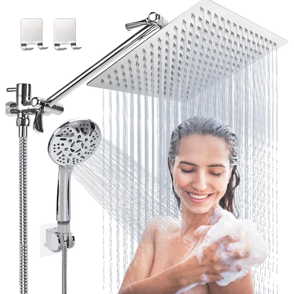 Lanhado Rain Shower Head with Handheld,  10'' High Pressure Shower Heads with 11'' Extension Arm, 9 Settings Handheld Shower Heads with