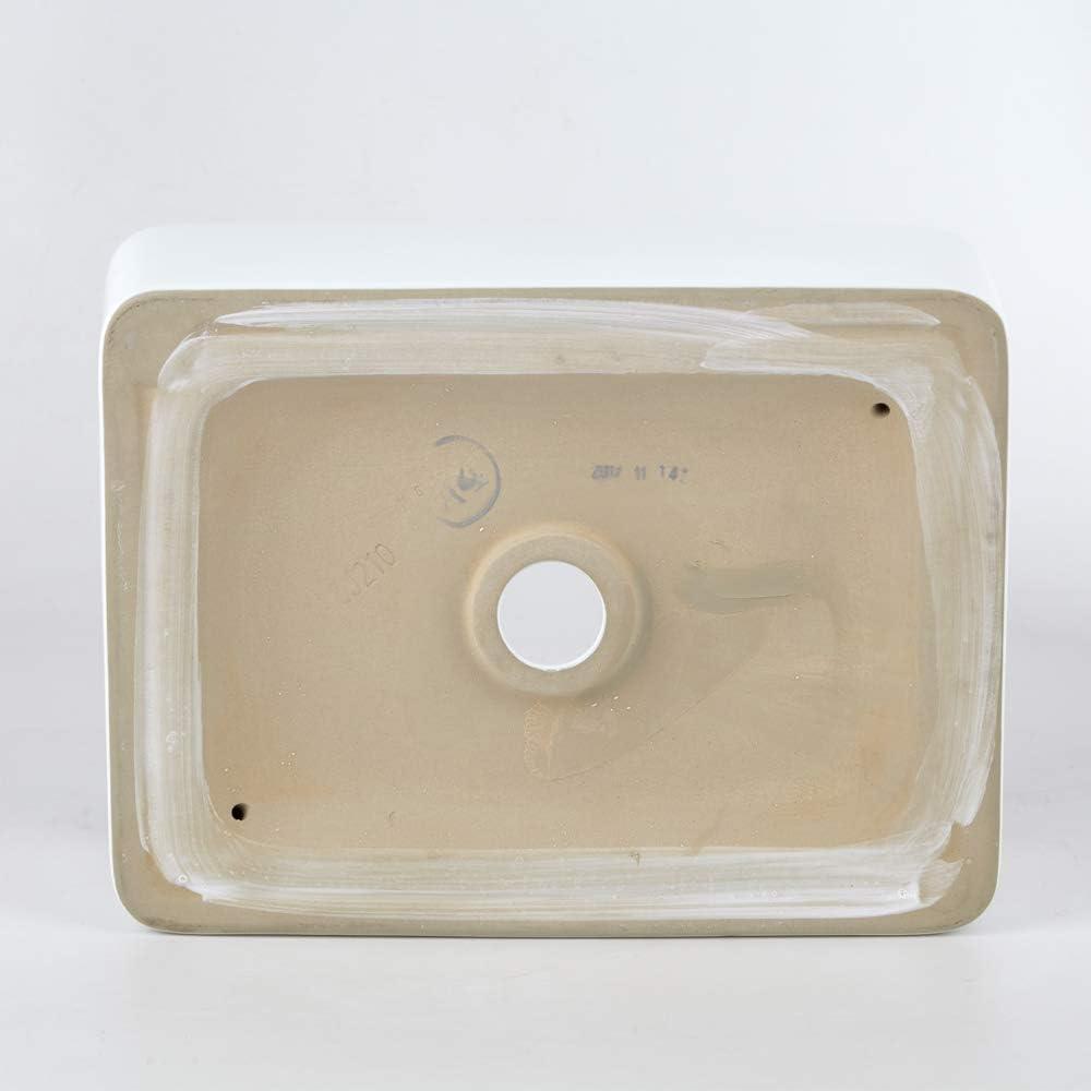 Sticque AWESON 16"X12" Rectangular Ceramic Vessel Sink, Vanity Sink, Above Counter White Countertop Sink, Art Basin Wash Basi