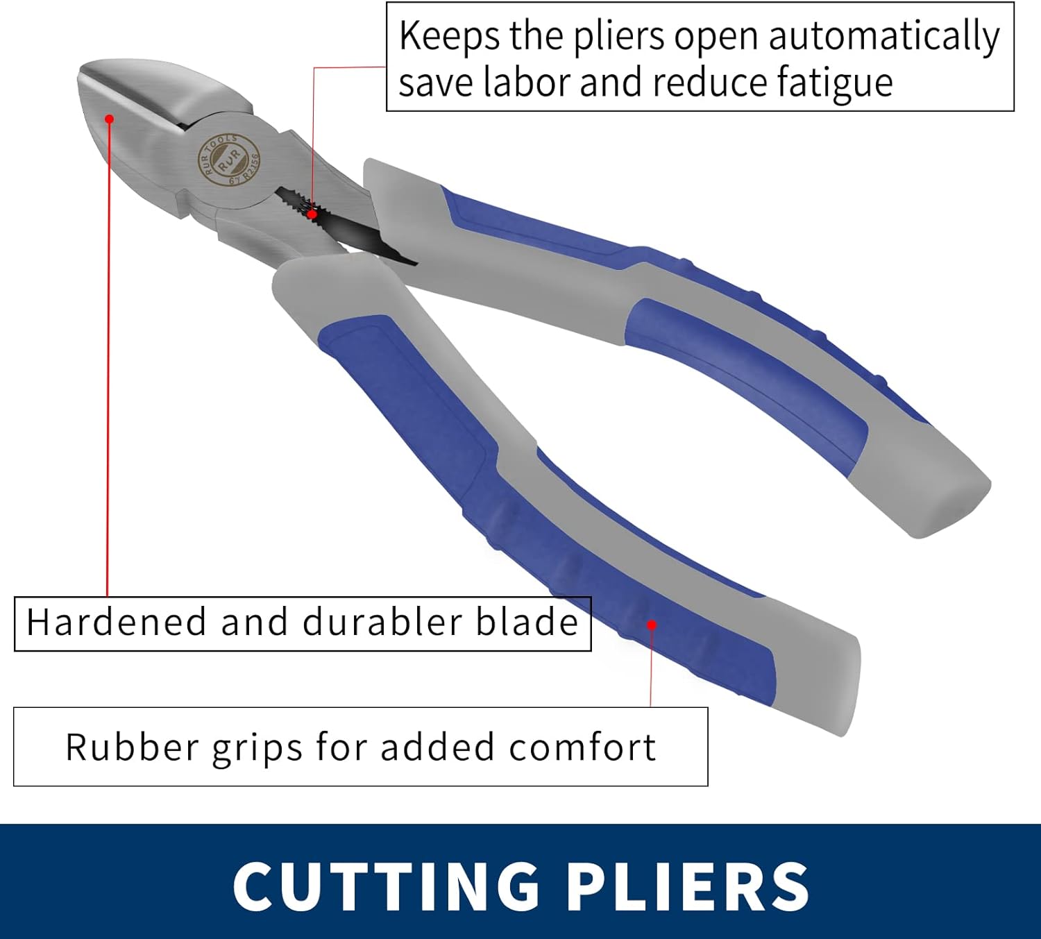 RUR Diagonal Cutting Pliers, 6 Inch,Super Sharp Wire Cutters, Side Cutters Pliers, Ideal For Precision Cutting Steel Wire
