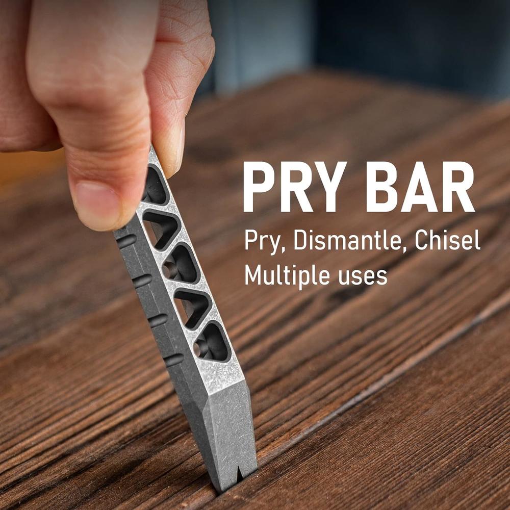 TISUR Titanium EDC Pry Bar, Keychain Multitool Tool, Pocket Tool Pry Bar Bottle Opener Keychain Outdoor Tool, Titanium Key Chain for