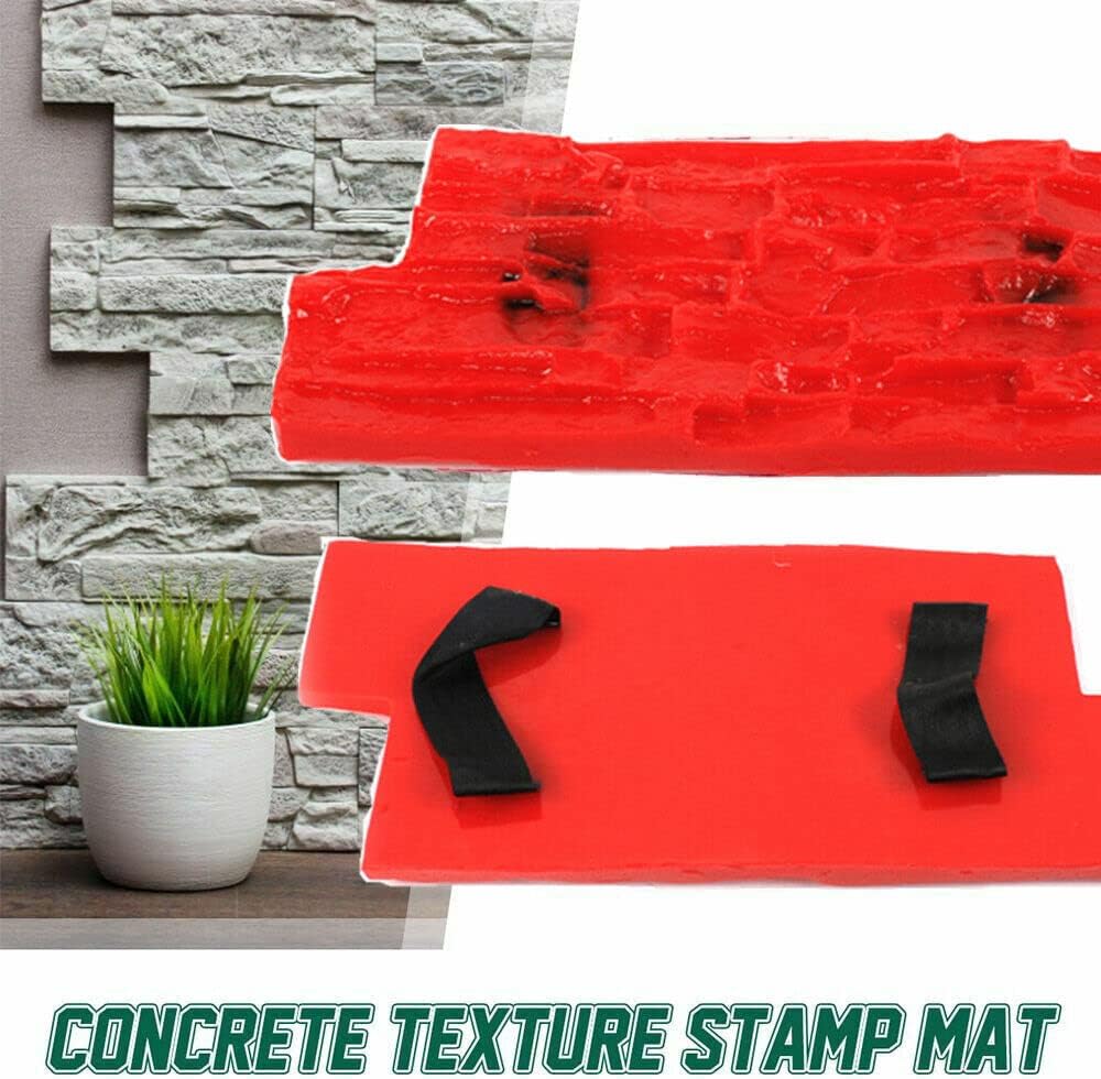 RENVIERY Concrete Moulded Walls,Polyurethane Concrete Seamless Stamp Cement Texture Stone Slate Mat Wall Mold With Two Handles