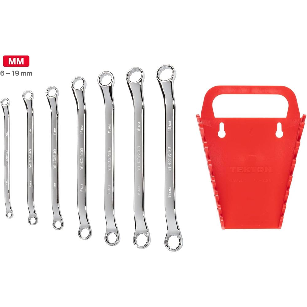 TEKTON Jeu de 7 clés plates à 45 degrés avec système de rangement et de déport métrique, 6 mm à 19 mm TEKTON Jeu de 7 clés plates à 45 degrés avec système de rangement et de déport métrique, 6 mm à 19 mm