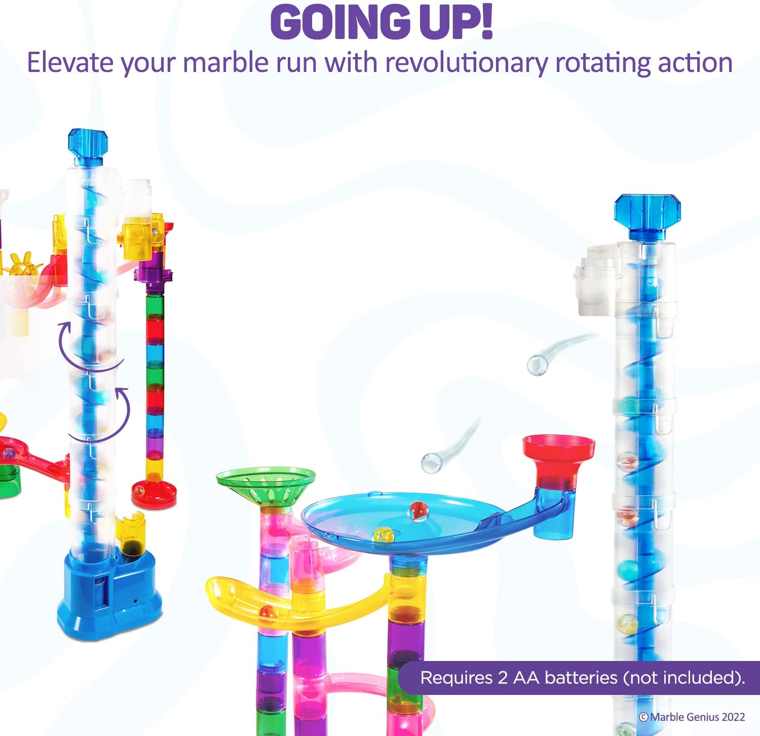 5 years and up Marble Genius Auger Lift: Expandable Marble Run Accessory Set Automatically Elevates Marbles Up to 19 Inches, for Infinite Loop