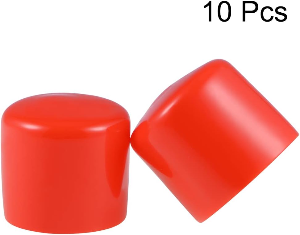 uxcell 10pcs Rubber End Caps 32mm(1 1/4-inch) ID Round End Cap Cover Screw Thread Protectors Red